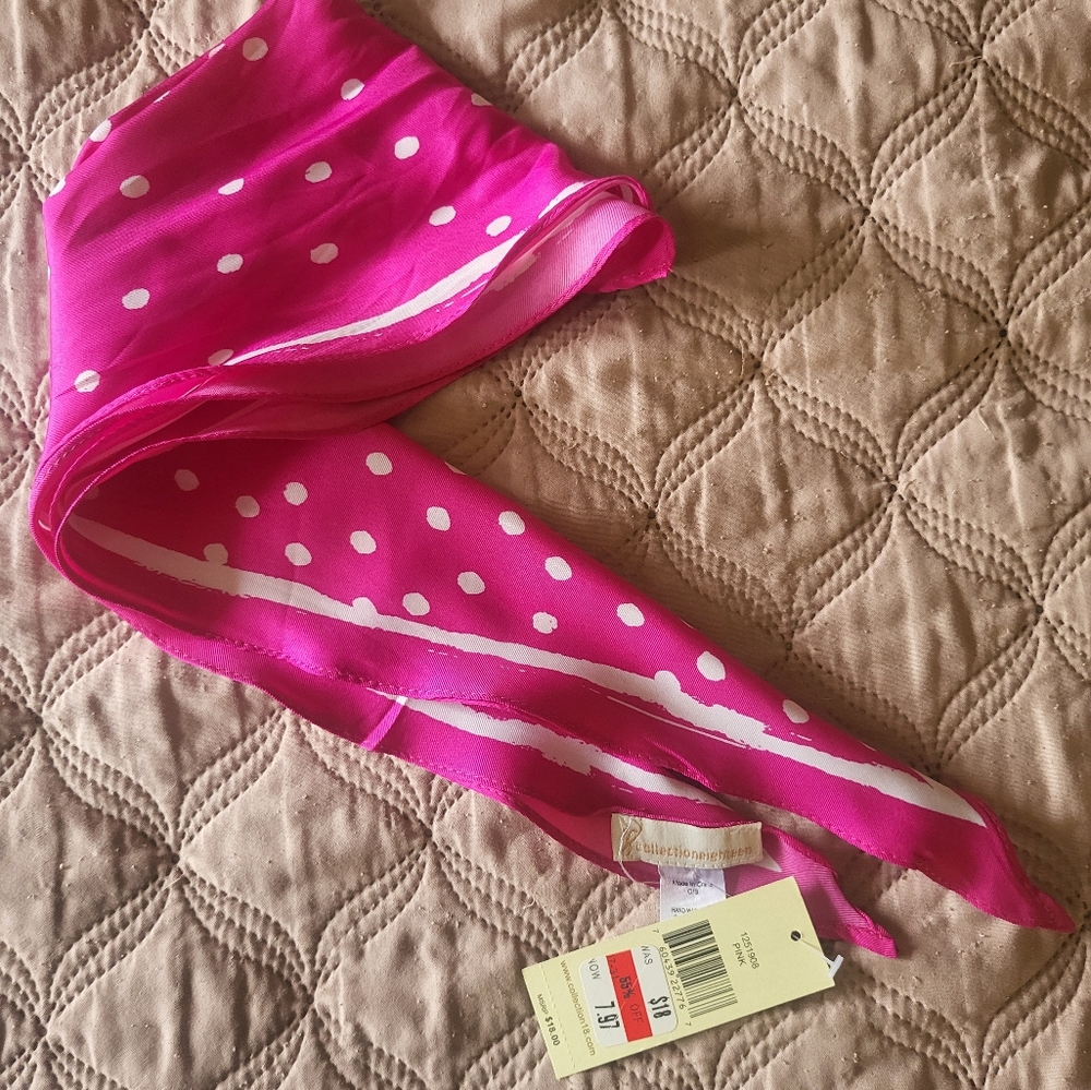 Bold Pink and White Scarf
